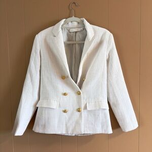 bishop + young White Blazer with Gold Buttons
